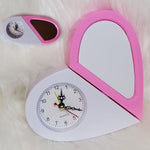 sublimation blank heart shape mirror photo clock