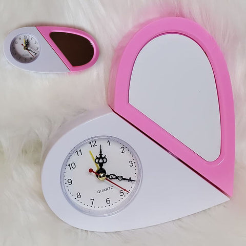 sublimation blank heart shape mirror photo clock