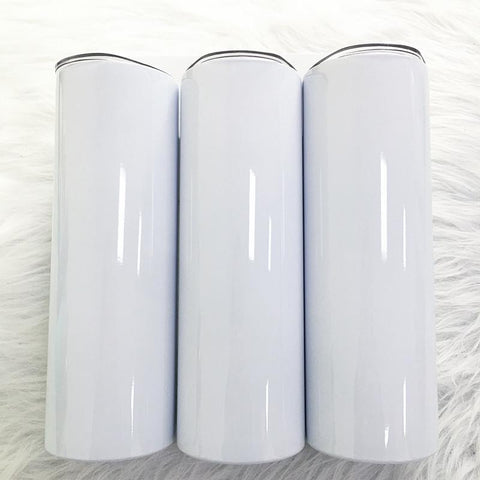 Sublimation Tumbler 20 oz Slim White STRAIGHT